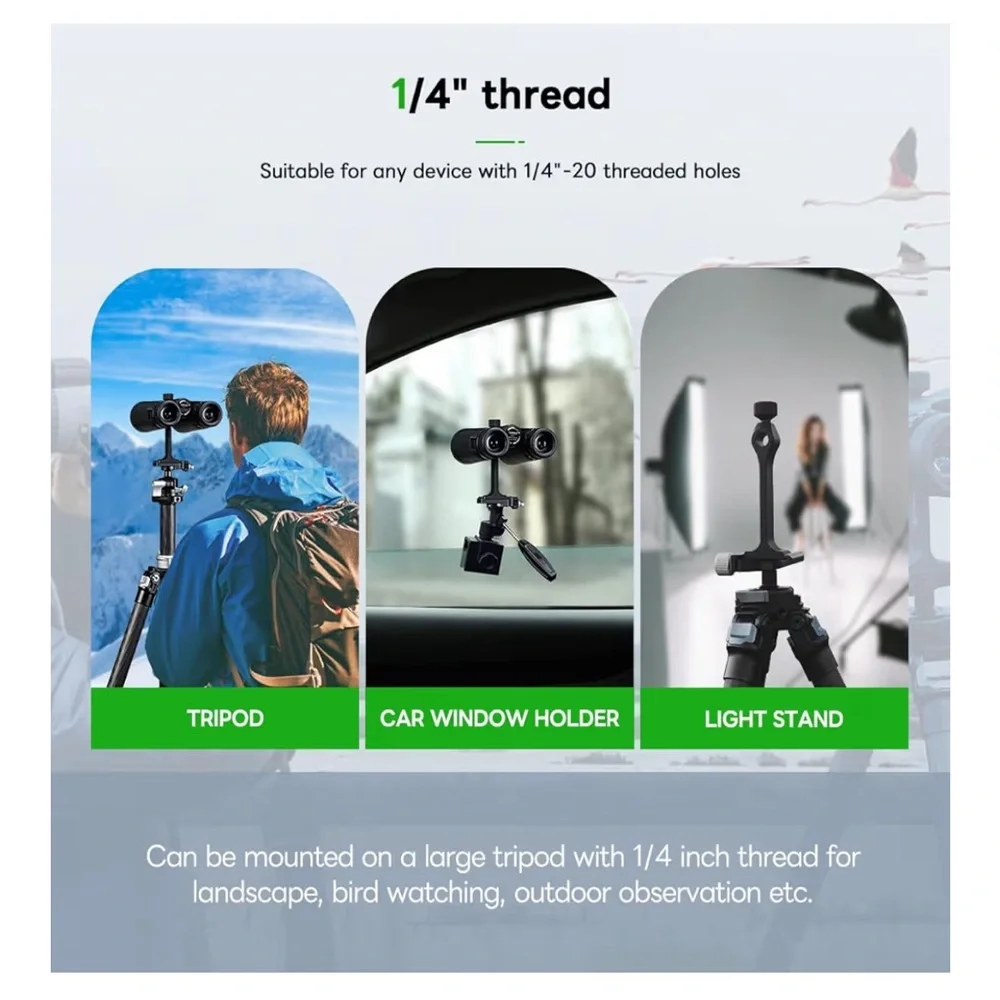 ❌S2 Black Binocular Tripod Adapter Mount with 1/4-20” Thread NWT